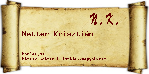Netter Krisztián névjegykártya